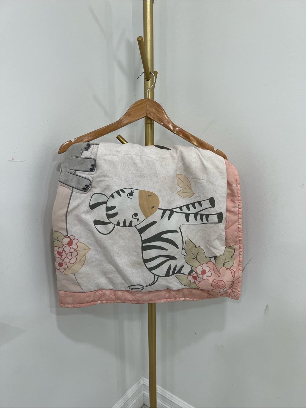 Baby Zebra Print Quilted Throw - Unbranded Pink & White